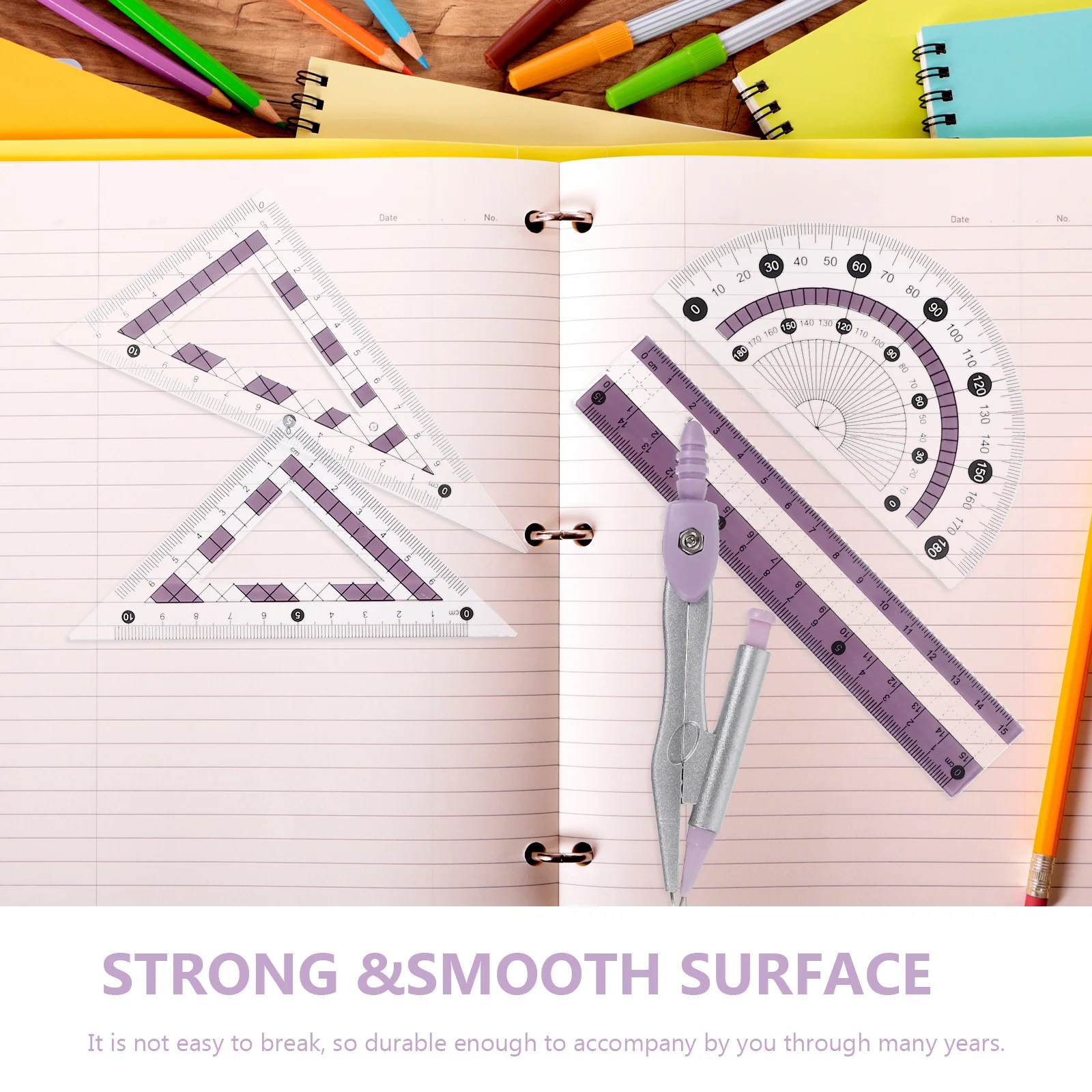 1 Set Triangle Ruler Measurement Tool Professional Protractor Lightweight Portable Clear Numbers Accurate Reading For