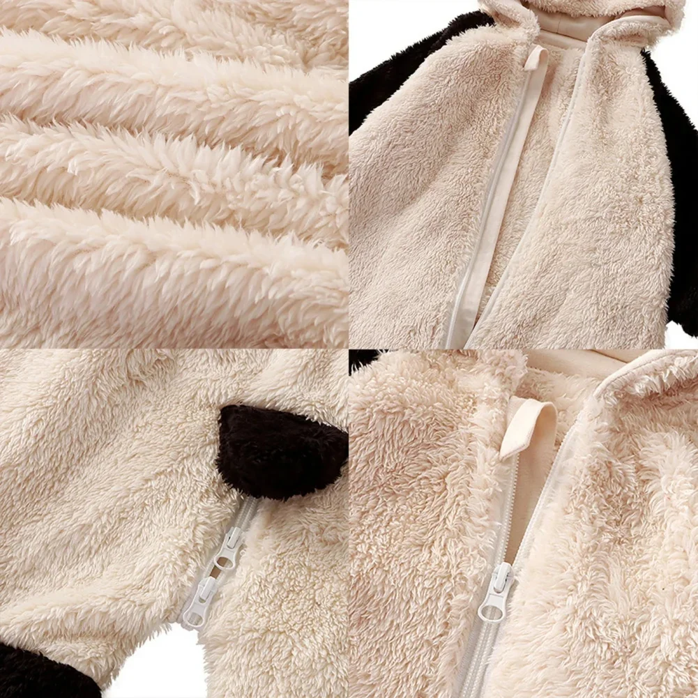 الشتاء ملابس الطفل لطيف الكرتون الدب الطفل السروال القصير منامة الرضع صبي الفتيات الحيوان زي سستة بذلة 0-24 أشهر #4