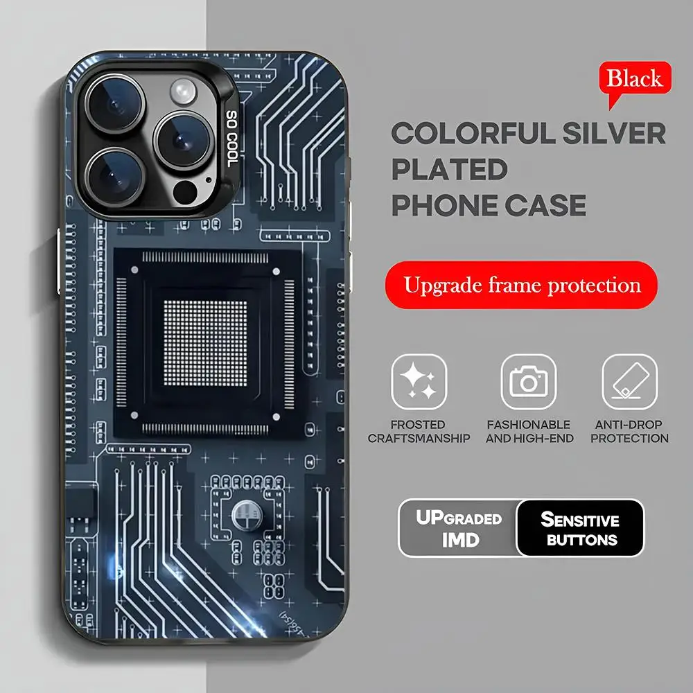 Computer Motherboard Dentro Placa Mae Phone Case Iphone 16 Pro Max Case Case For IPhone 16 15 Pro XR XS 7 8 Plus SE2024 Shockpr