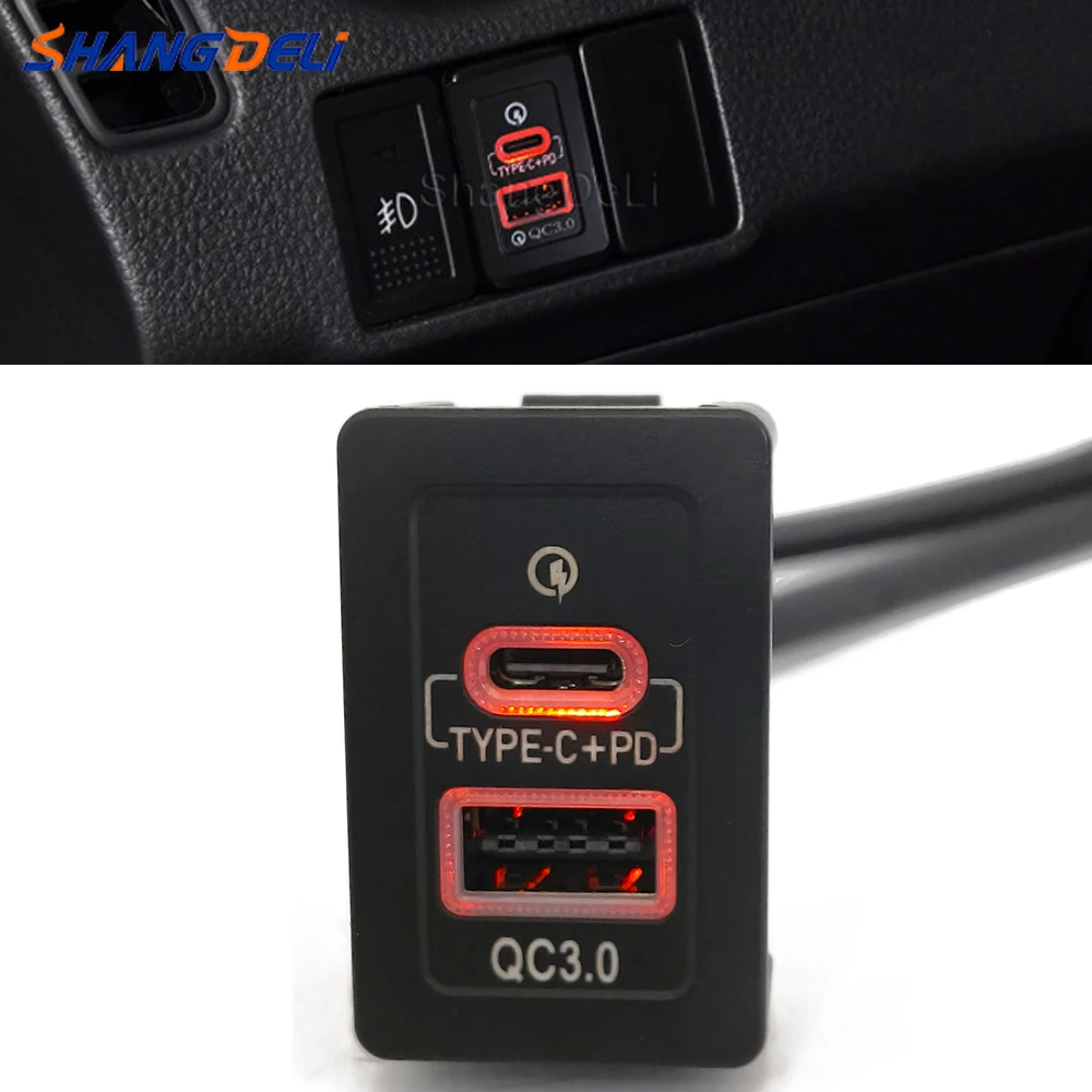 1 قطعة 12 فولت/24 فولت صالح لسوزوكي SX4 سويفت فيتارا جديد ألتو سياز سبلاش سيليريو سيارة شاحن مزدوج TYPE-C PD QC3.0 USB واجهة المقبس
