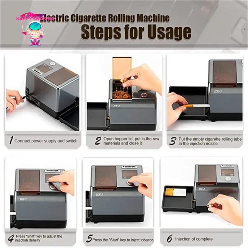 HK3+ Fully Automatic Electric Cigarette Injector Machine with Tobacco Rolling Tray Tobacco Filling Maker Smoking Accessories