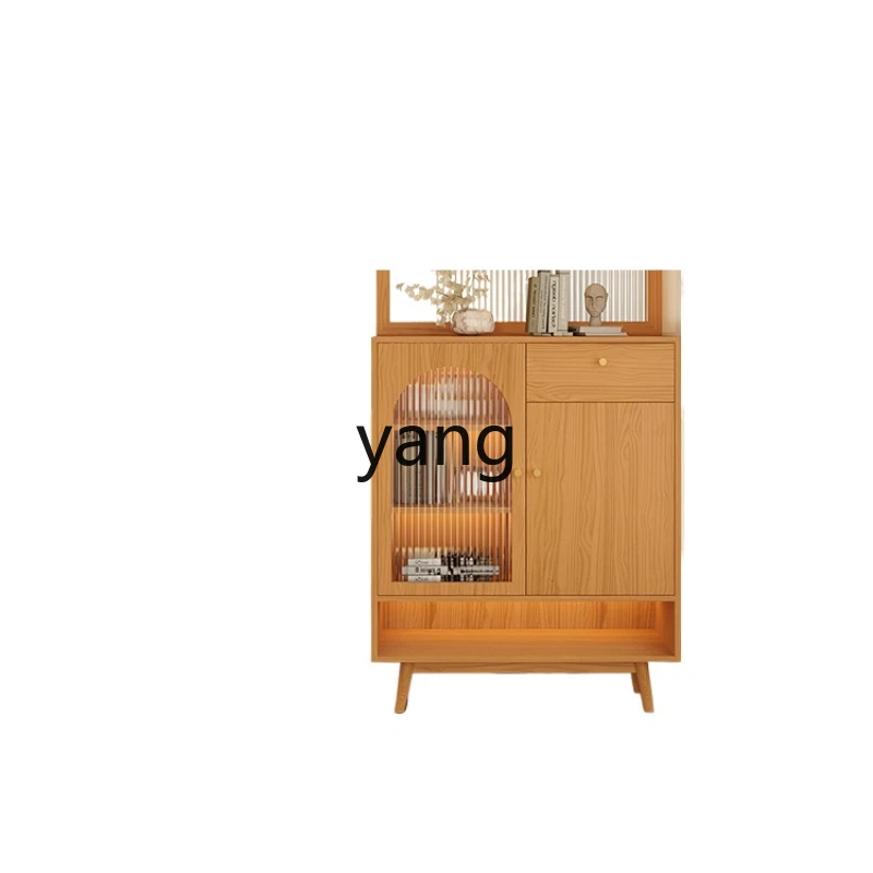 

Yjq New Chinese Style Solid Wood Hallway Screen Shoe Cabinet Changhong Glass Partition Hall Cabinet