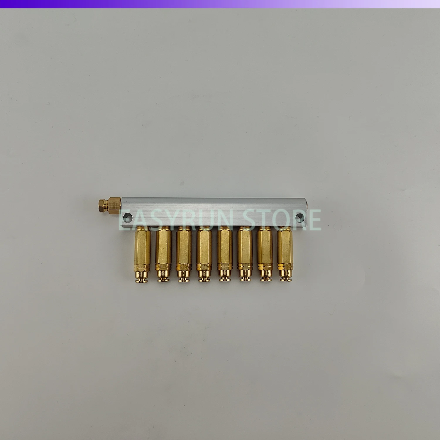 8ポート式、内径6mm、外径4mmのアルミニウム-真鍮製、集中潤滑システム用ピストン式分配弁マニホールドブロック。