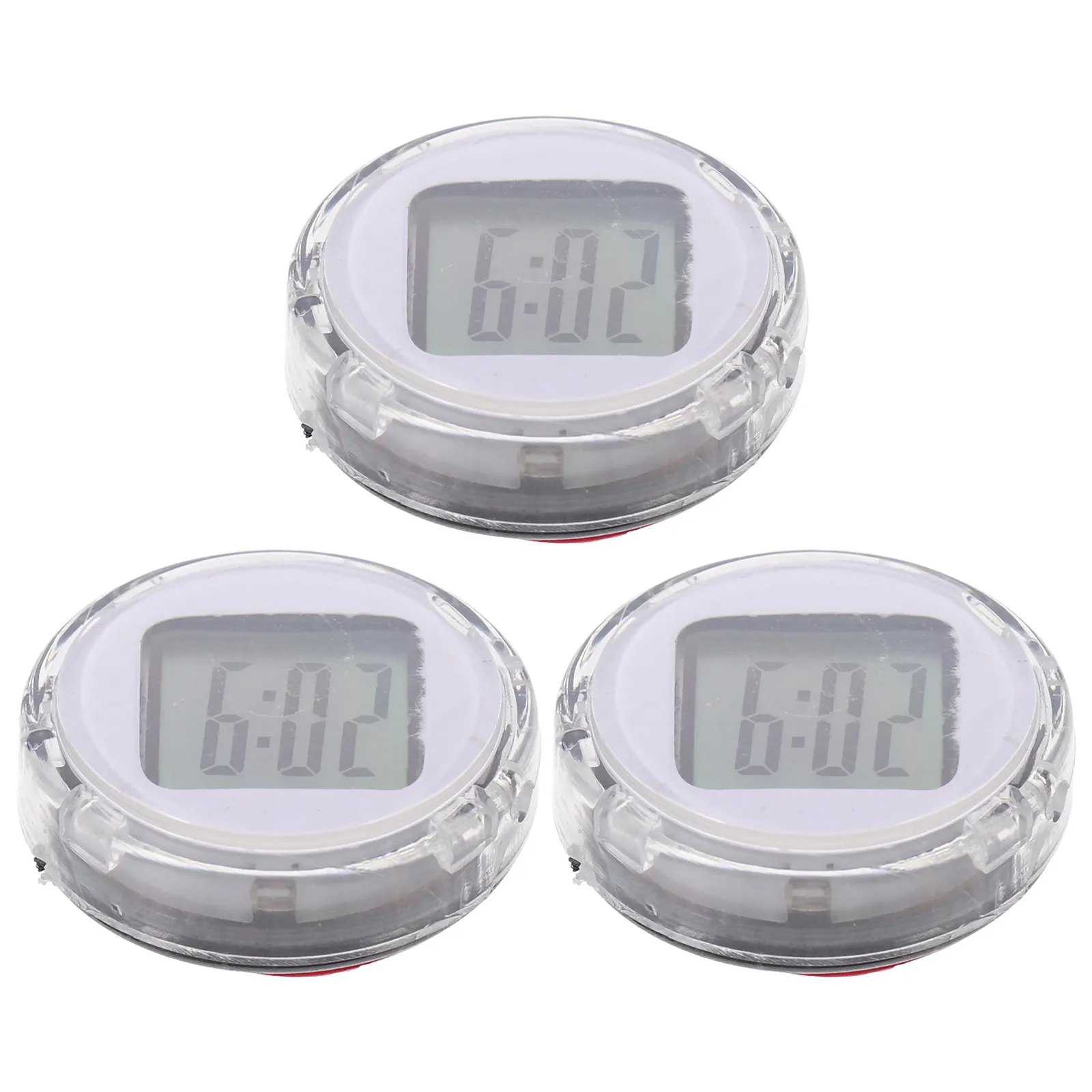 3Pcs Small Waterproof Digital Clocks for Motorcycle Car Dash Mount Stick-on Electronic Clock Accessories Long Life Battery