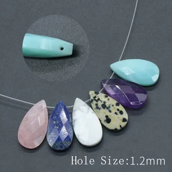 Natural Stone Faceted Water Drop Shape Pendant with Hole for Making DIY Charm Jewelry Necklace Bracelet Earring Accessories 1PC