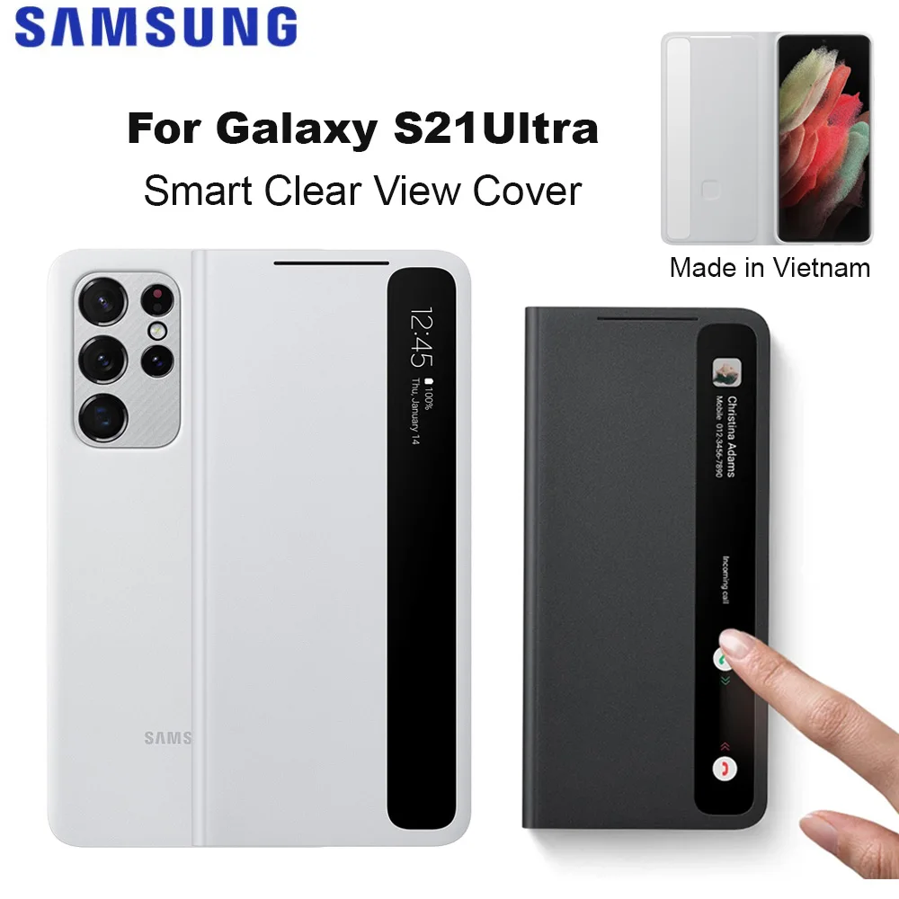 Funda con tapa tipo espejo Smart View original de Samsung Galaxy S21 Ultra 5G, fabricada en Vietnam, para Galaxy S21 Ultra Clear View Cover EF-ZG998