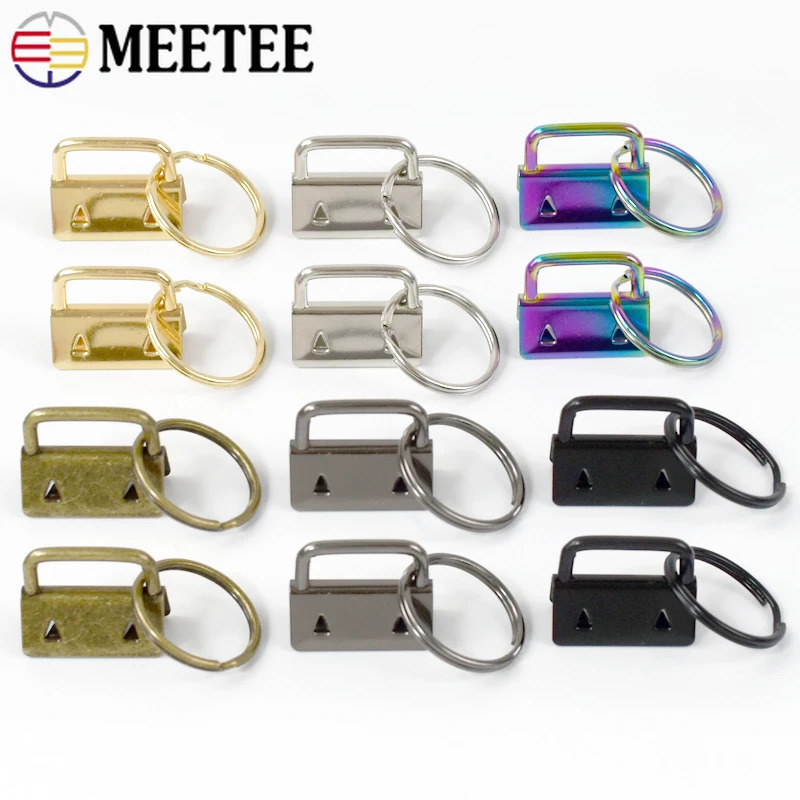 Meetee 25mm Metal Tail Clip Buckles Belt Webbing Key Fob Ring Strap End Clips Clasp with Pliers Tools for DIY Keychain AccessorY