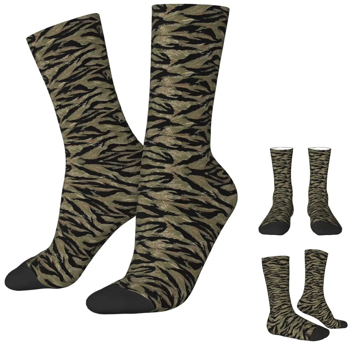 Tiger Stripe Camouflage Socks Korean Stockings Autumn Non Slip Adults Men Socks Soft Breathable Printed Skateboard Socks