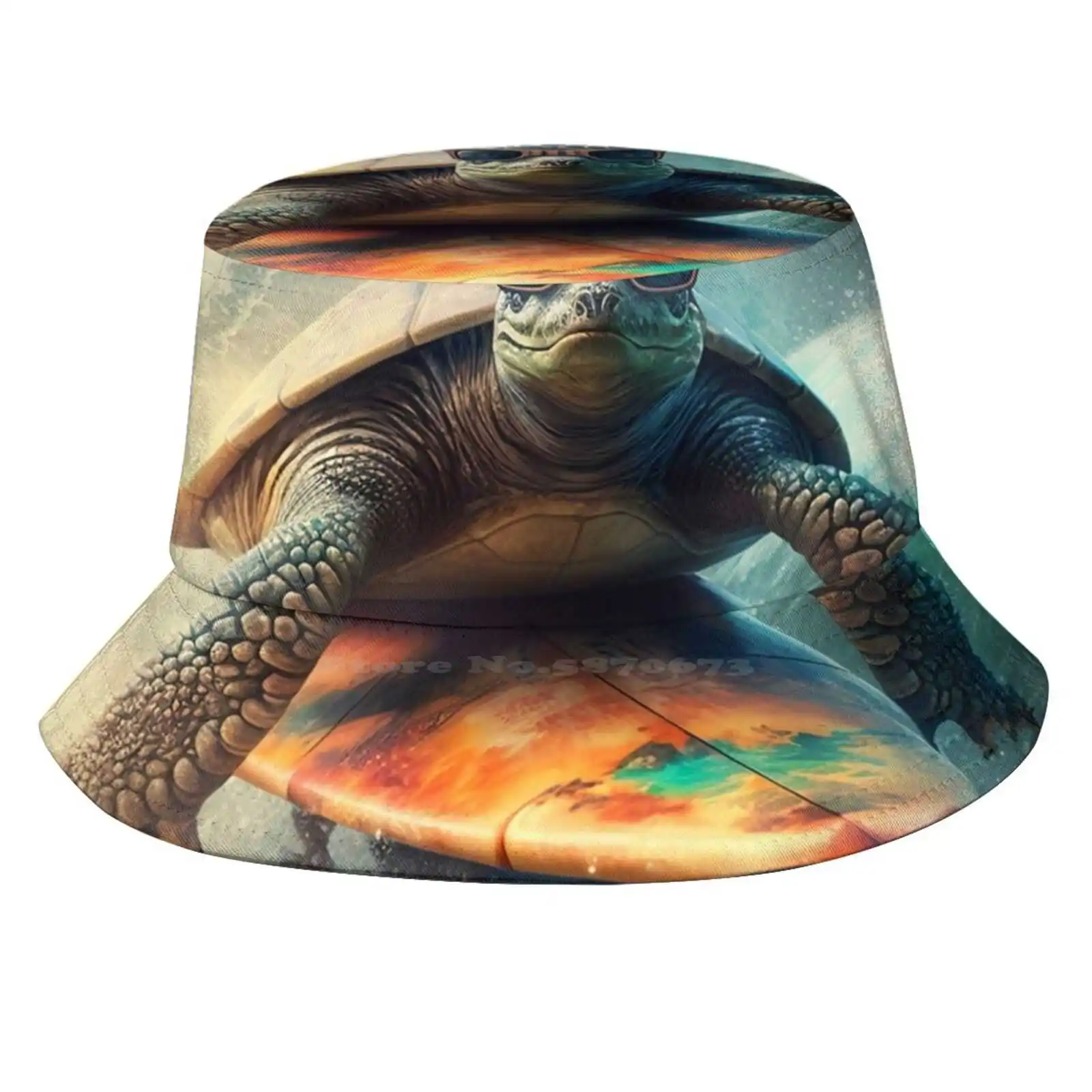 Cool Turtle Wearing Sunglasses On Surfboard Sun Cap Fisherman Hat Bucket Hats Turtle Surfboard Surfer Sunglasses Summer