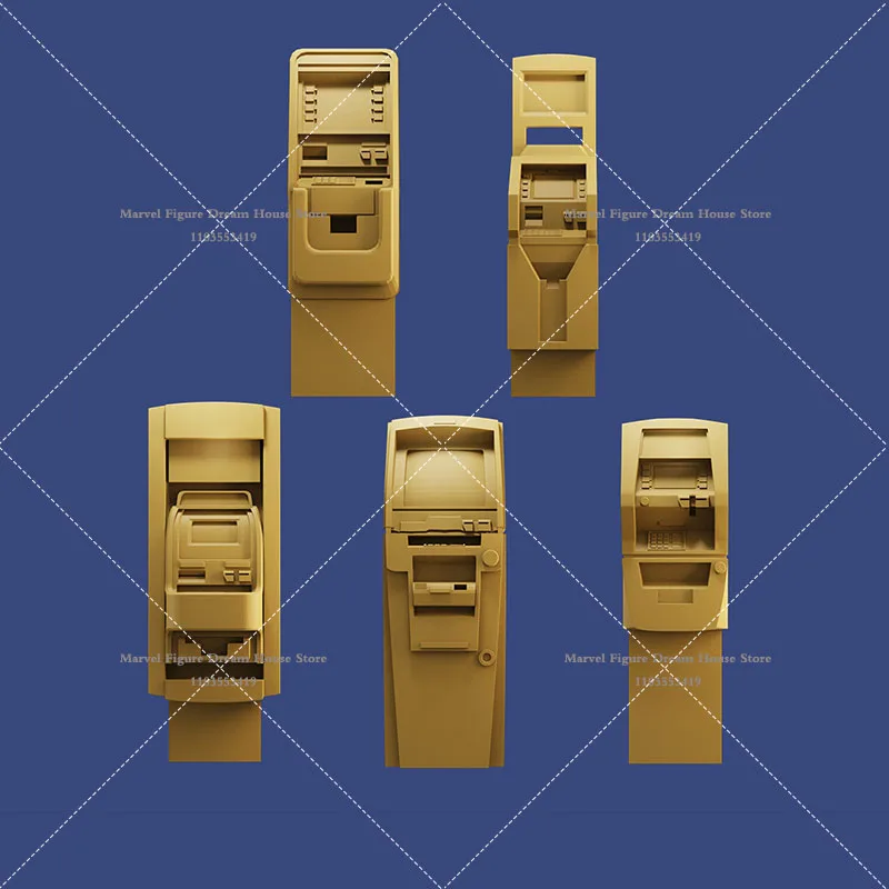 خيارات متعددة 1/64 مقياس ثلاثية الأبعاد الطباعة الراتنج مشهد مصغر ملحق دمية نموذج أبيض غير معلمة ATM صالح دقيقة عمل الشكل