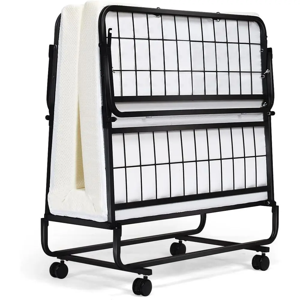 GORELAX olding Bed with Mattror Adults, Twin Size Small Portable Bed Set w/Metal e & 4