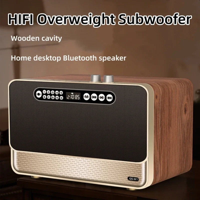 

Wooden High-power Dual Speakers Portable Bluetooth Speaker Computer TV Audio Home FM Radio Stereo Subwoofer Music System Center