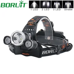 BORUiT Super Bright LED Headlamp Work Fishing Head Flashlight USB Rechargeable Waterproof Headlight Camping Hunting Head Torch