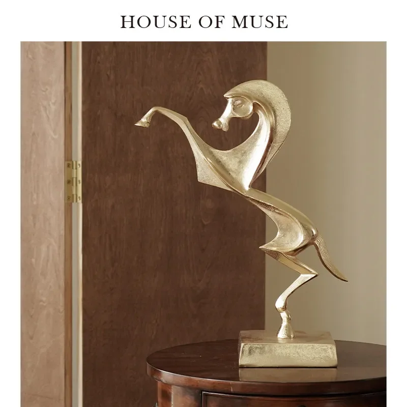 Imported antique ornaments horse gold art living room home decoration