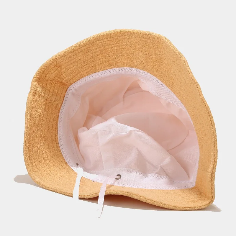 2022  Autumn Terry Cloth Towel Bucket Hat Women Men  Candy Colors Panama  Sun Fisherman Hat