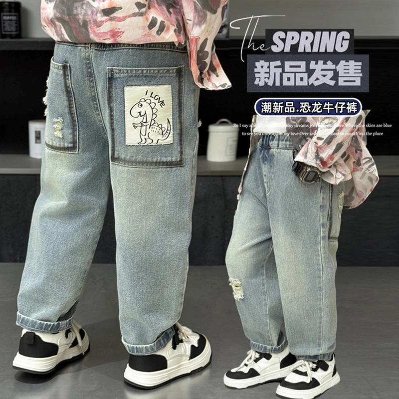 

Весенне-осенние джинсы для мальчиков, детская одежда, детские брюки для детей от 2 до 10 лет, джинсовые штаны для мальчиков, прямые брюки для мальчиков, джинсы для подростков