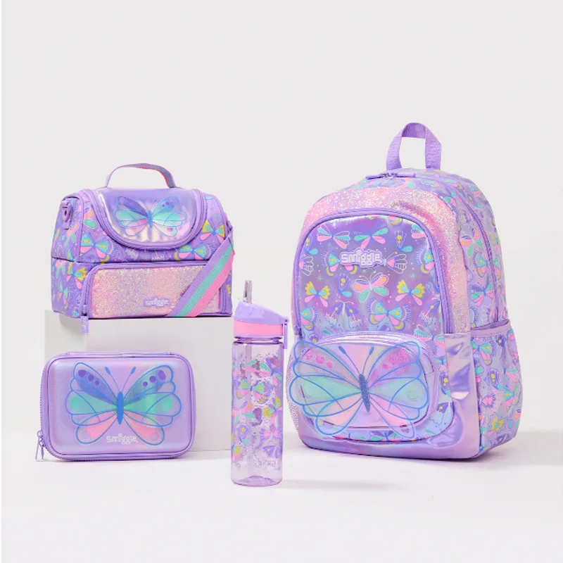 Australia Smiggle Children Study Stationery Student Butterfly School Bag Lunch Bag Pencil Box Water Cup Anime Backpack Gift