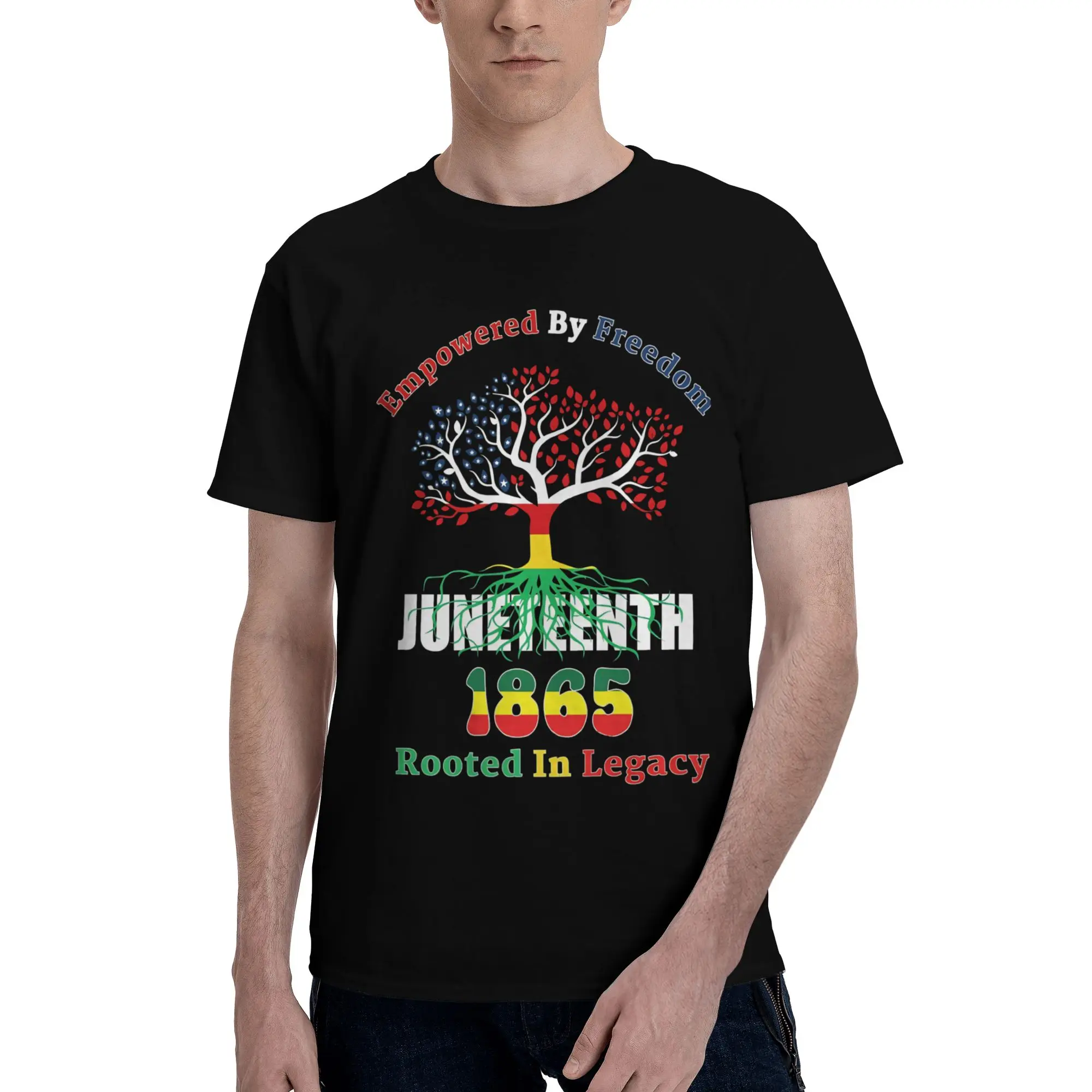 Graphic Printed Juneteenth 1865 Rooted In Freedom T Shirt For Unisex  100% Cotton T-shirts Short Sleeve Clothes