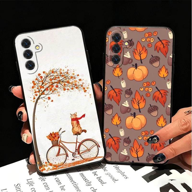 Pumpkin Happy Fall Autumn Silicone Phone Case for Samsung A17 A16 A15 A14 A13 A57 A56 A55 A54 A53 A37 A36 A35 A34 A33 A27 A26 A2