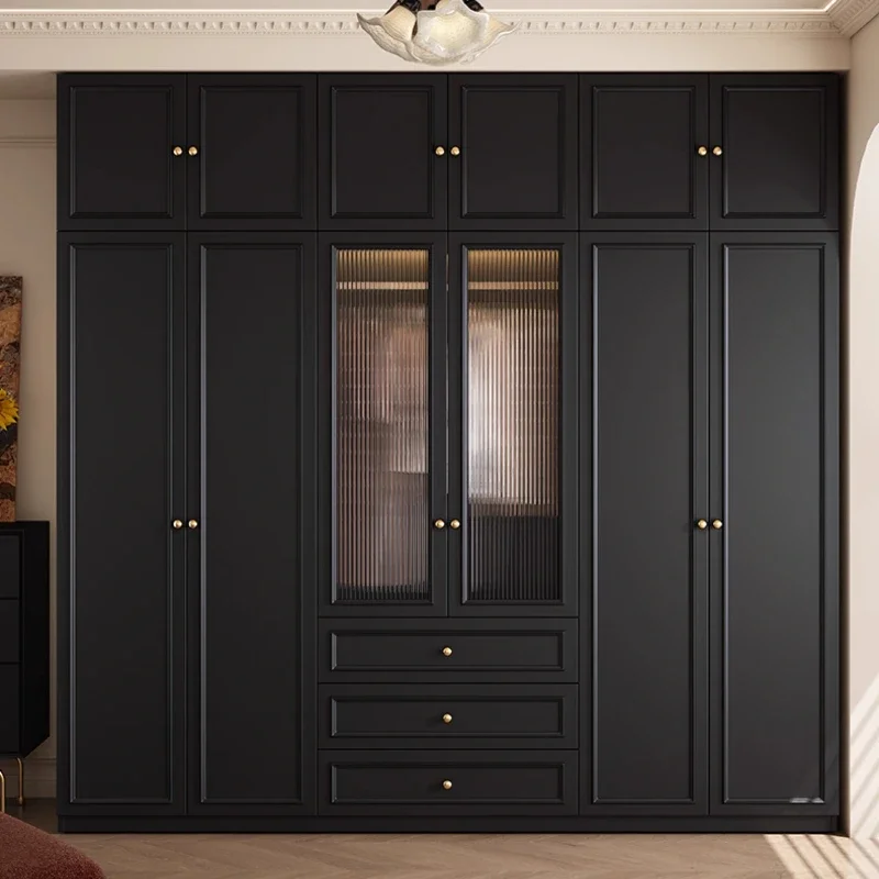 

Home Furniture black Cupboard Wardrobe Orgnizer Cabinets Glass Luxury Underwear Drawers Storage Clothes Cupboard Bedroom