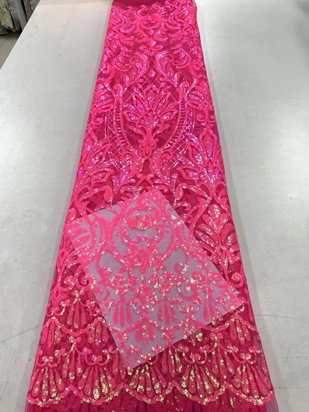 

Latest French Beads Lace Fabric High Quality Lace Embroidery African Sequins Tulle Lace Fabric Nigerian Lace For Wedding QF0708