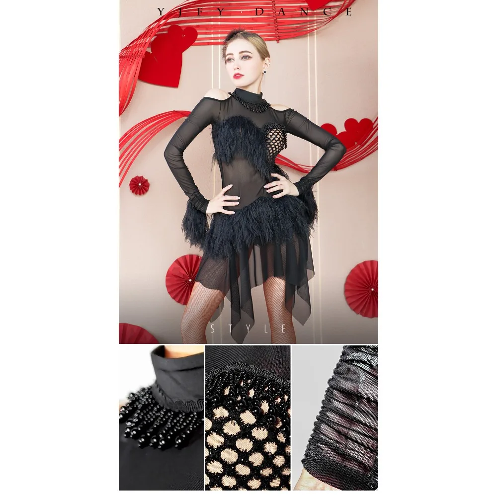 Customized Women's Latin Dance Dress National Standard Modern Dance Rumba Cha Cha Samba Group Balloom Training Performance Suit
