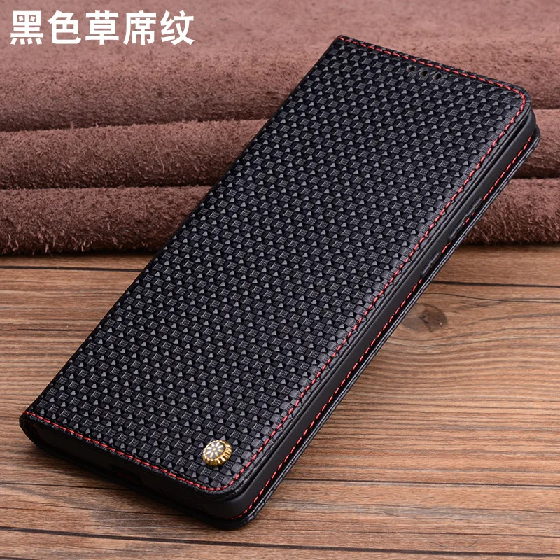 Wobiloo Luxury Real Cowhide Genuine Leather Flip Phone Cases For Oppo Find X7 Ultra Hell Full Cover Pocket Bag Case