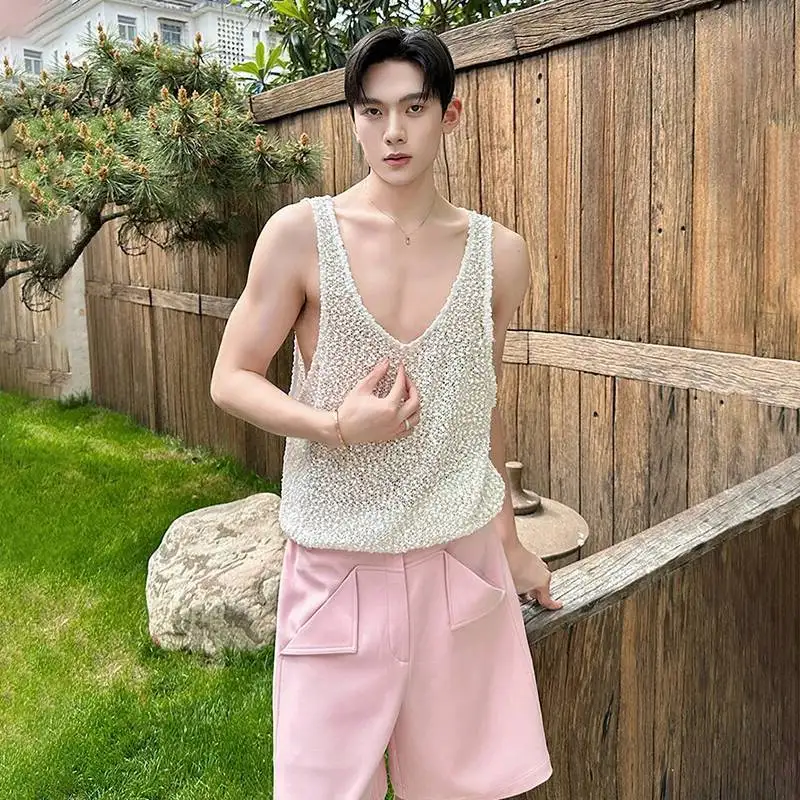 LUZHEN Summer Original Burr Hollow Design Sleeveless T-shirts 2026 Men's Fashion Handsome Simple High Quality Vests Tops JY8491