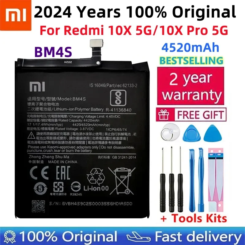 

100% Original 4520mAh Replacement Phone Battery BM4S For Redmi 10X 5G / Redmi 10X Pro 5G Batterie+Free Tools