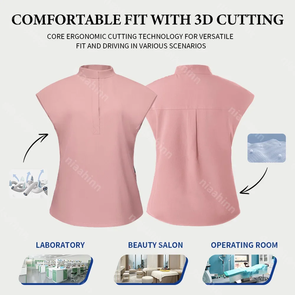 Hospital Surgical Suit Elastic Medical Scrubs Uniform Women Short Sleeved Female Pet Beauty Salon Work Clothes Nurse Accessories