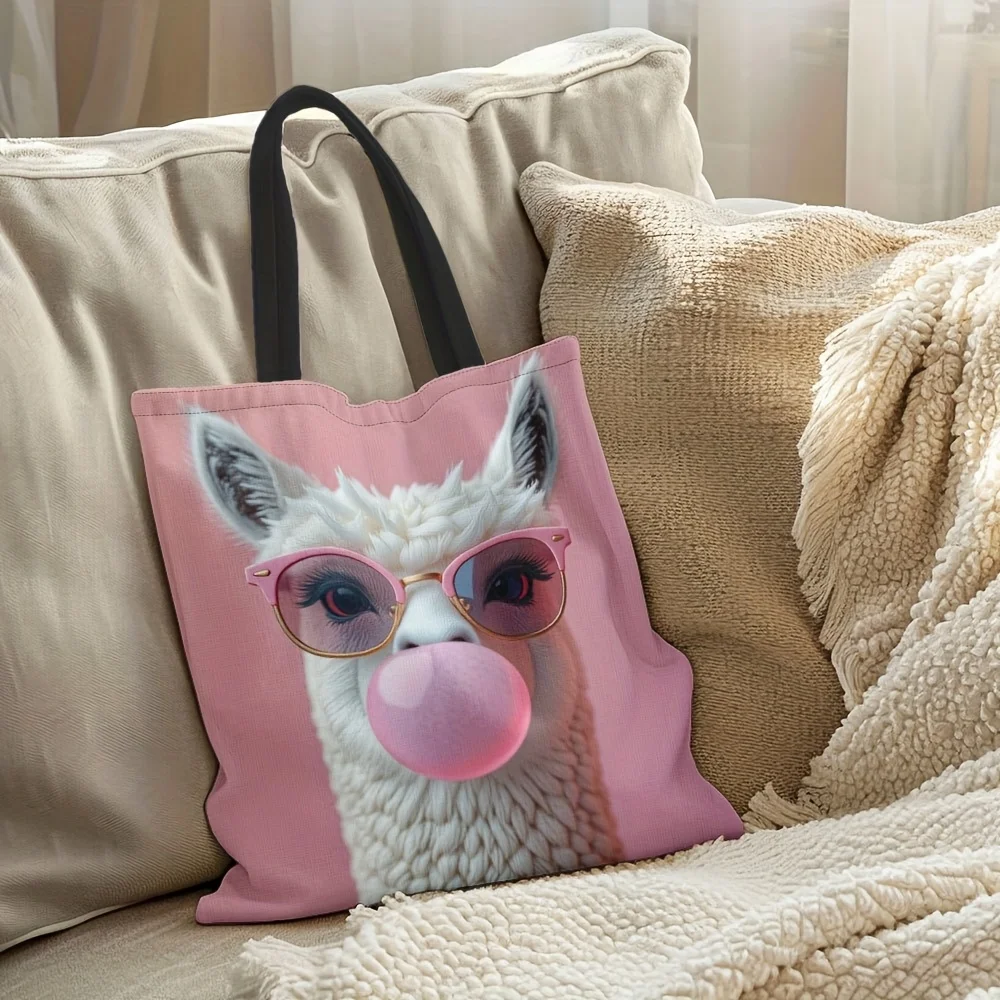 1pc Chic Alpaca Bubble Gum Tote Bag Lightweight & Trendy Shoulder Bag with Large Capacity for Travel Shopping and Daily Use