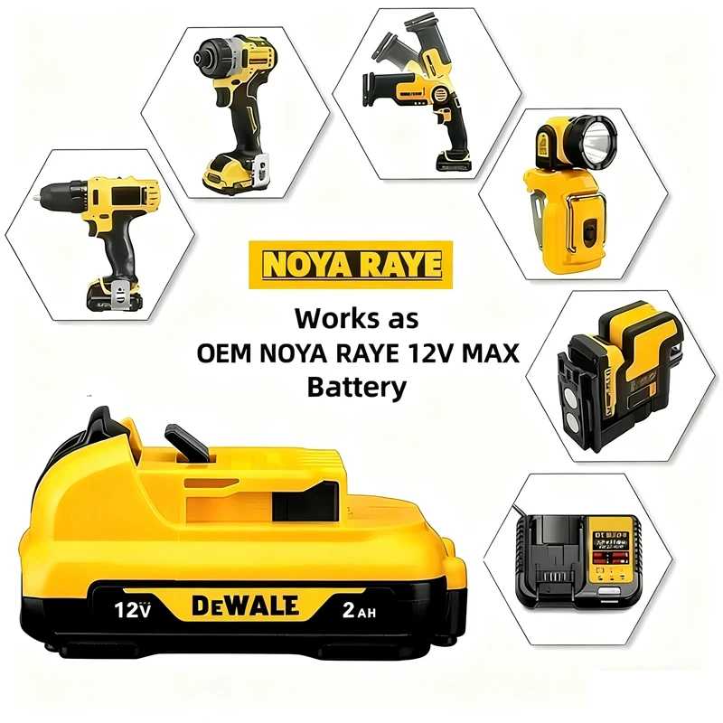 Baterie do nářadí 12V 5Ah 2Ah Li-Ion Náhrada pro DeWalt DCB124-XJ DCB120 DCB127 DCB123 DCB122 DCB124 DCB121 Baterie do elektrického nářadí - náhled 6