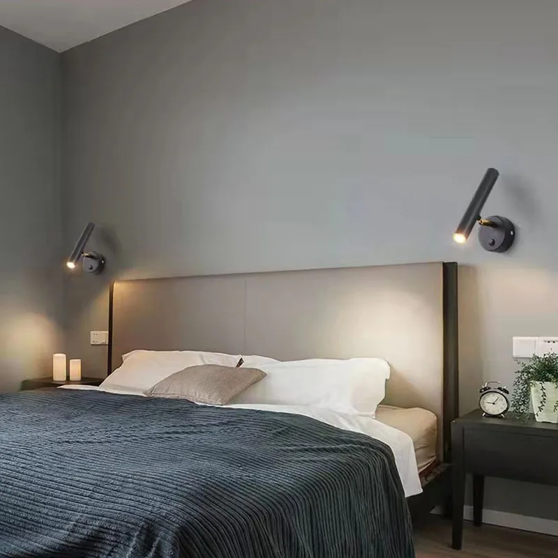 Modern LED Wall Lamp Rotatable Gold White Metal Warm Bedroom Reading Living Room Lighting Fixtures