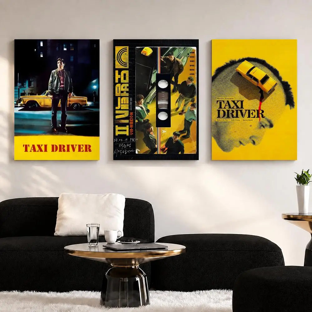 Classic Movies T-Taxi D-Driver Framed Wall Painting Ready to Hang Canvas Wall Art Poster for Bedroom Living Room Home Decor Gift