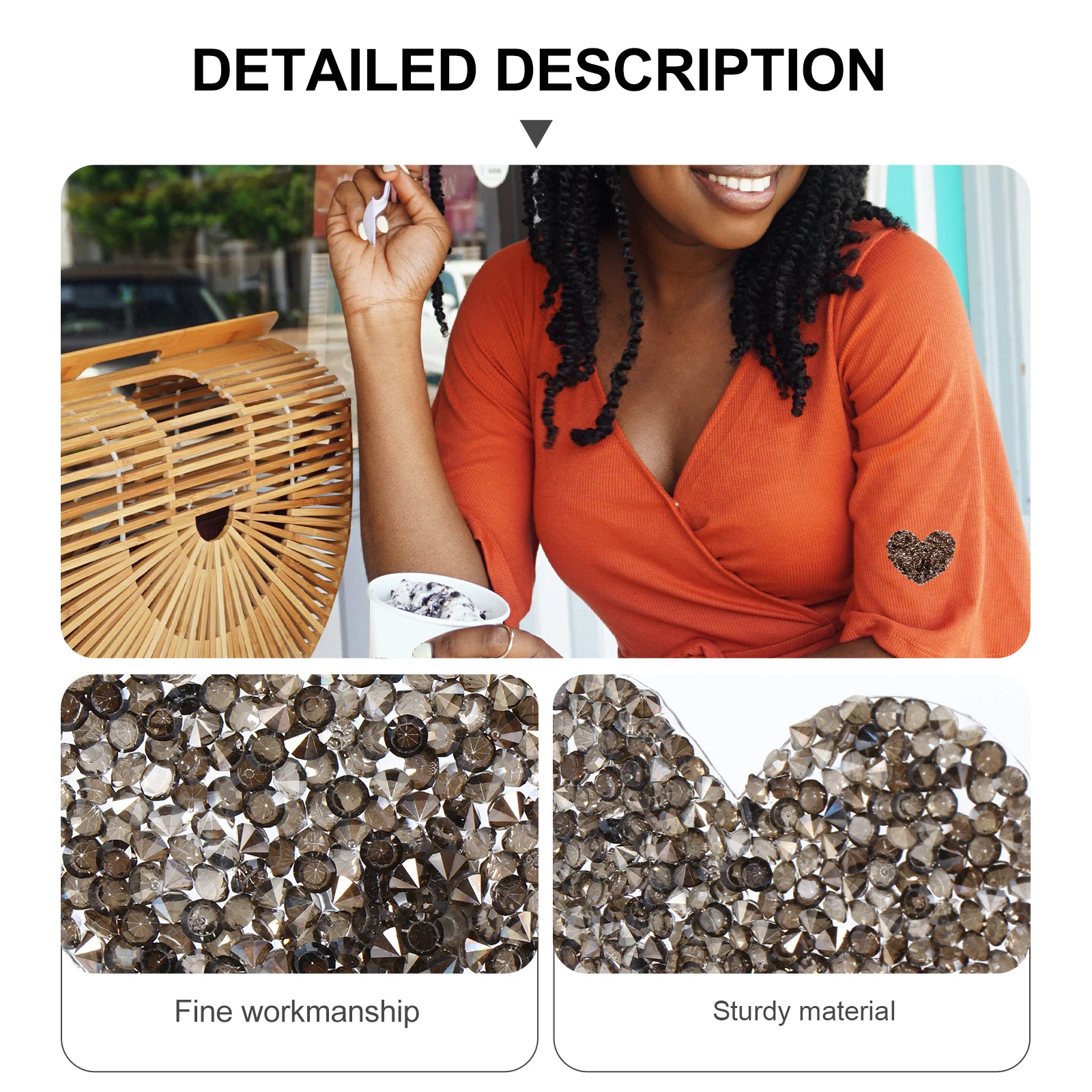

12 Pcs Heart Shaped Hot Fix Rhinestones Resin Drills Clothing Accessories DIY Patch Stickers Shiny Decorations Gray Color