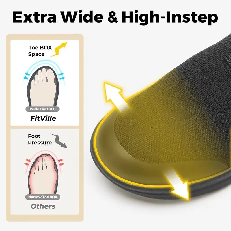 FitVille Women'S Extra Wide Slip On Walking Sneakers Arch Support Comfort Casual Orthopedic Shoes For Swollen Feet
