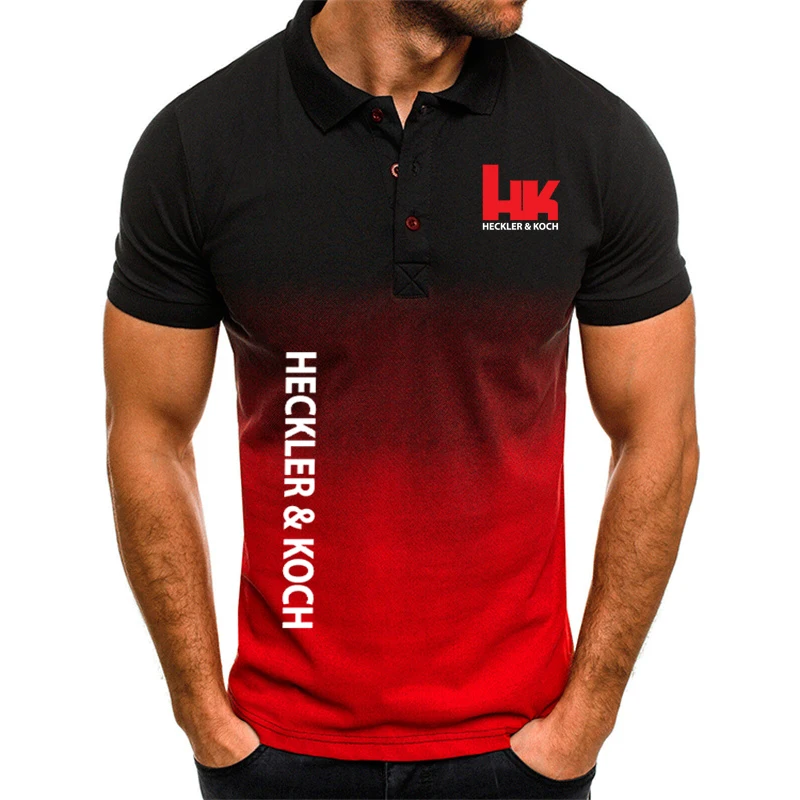 3D Gradient Cotton men's POLO shirt Hk Heckler Koch No Compromise New Fashion Men's Summer Polo Shirts Hot Sale Men T-shirt