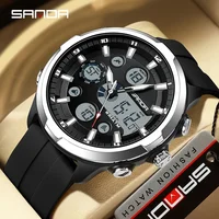 SANDA 9053 50M reloj de pulsera de cuarzo resistente al agua para hombre relojes masculinos G deportes militares relojes para hombre reloj Digital de lujo