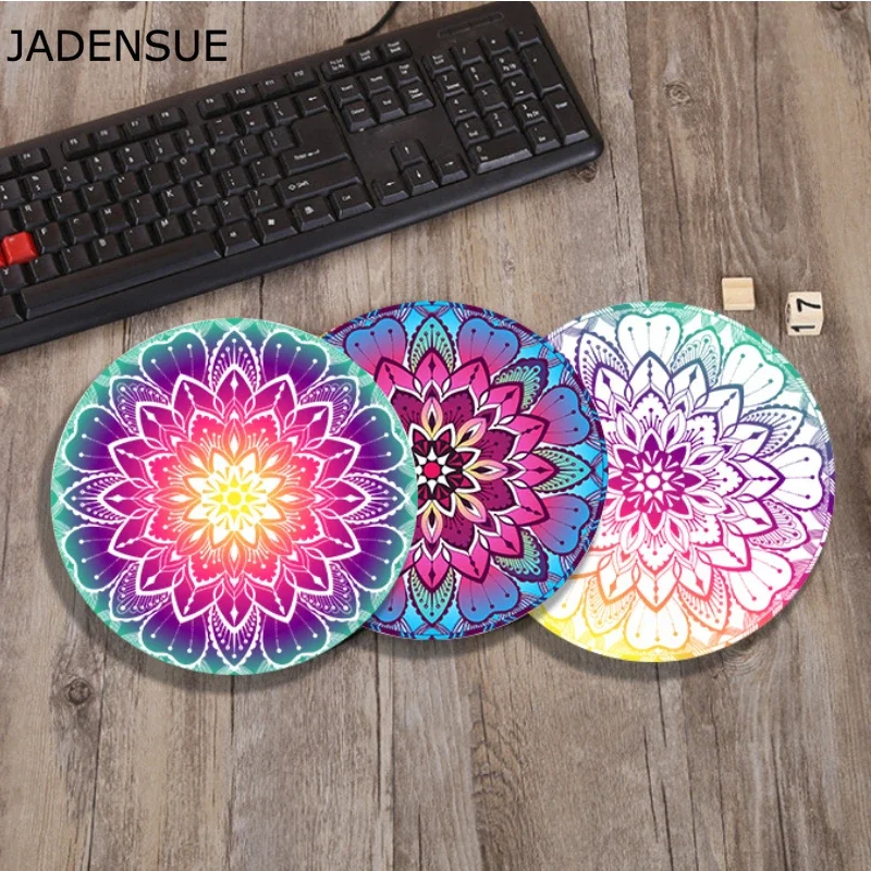 Round Mouse Pad Deskpad Office Accessories Mousepad Mandala Flower Laptop Mouse Mat Computer Keyboard Pad Desk Mats