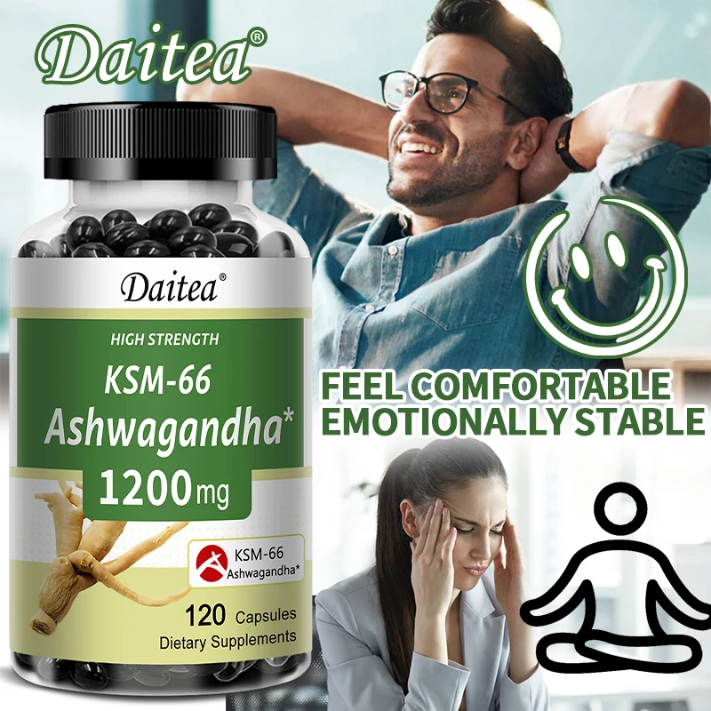 KSM-66 アシュワガンダ カプセル 1200MG - 不安軽減、ストレス軽減、睡眠改善、気分サポート サプリメント