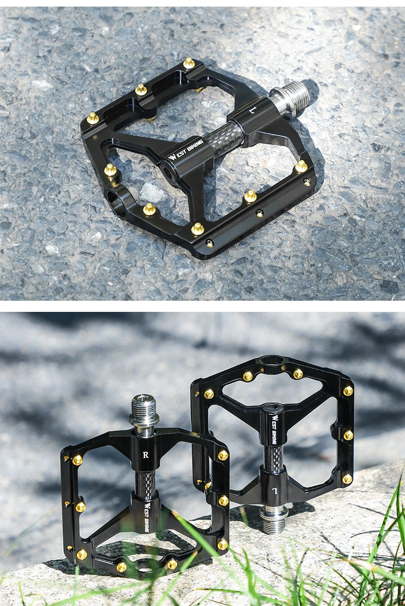 WEST BIKING Fahrradpedale mit drei Lagern, MTB- und Rennradpedale aus Aluminiumlegierung, rutschfest, universelles Fahrradzubehör – Detail 18