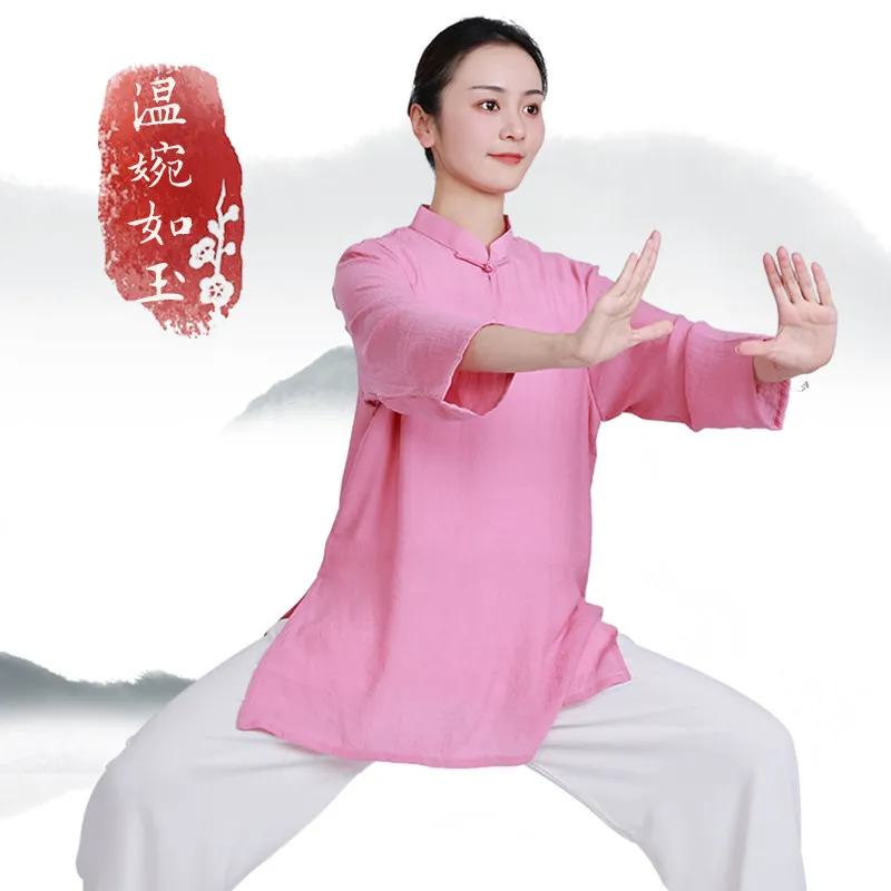 Martial Arts Tai Ji Suit Women's Clothing 2026 New High-End Cotton and Linen Eight-Section Brocade Exercise Summer