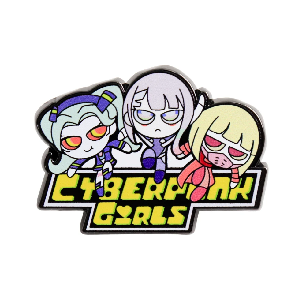 Q Version Of Punk Girls Enamel Brooch Edgeewalker Lucy Powerpuff-Animation Mixed Lapel Pin Fans Gift Badge Accessories Collectio