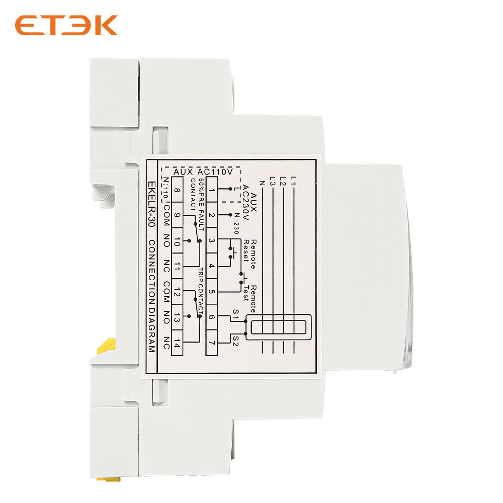 Imagem -04 - Etek Terra Vazamento Relé Proteção contra Falhas Atual Ajustável ac Delay 30ma 30a 230v Ekelr30