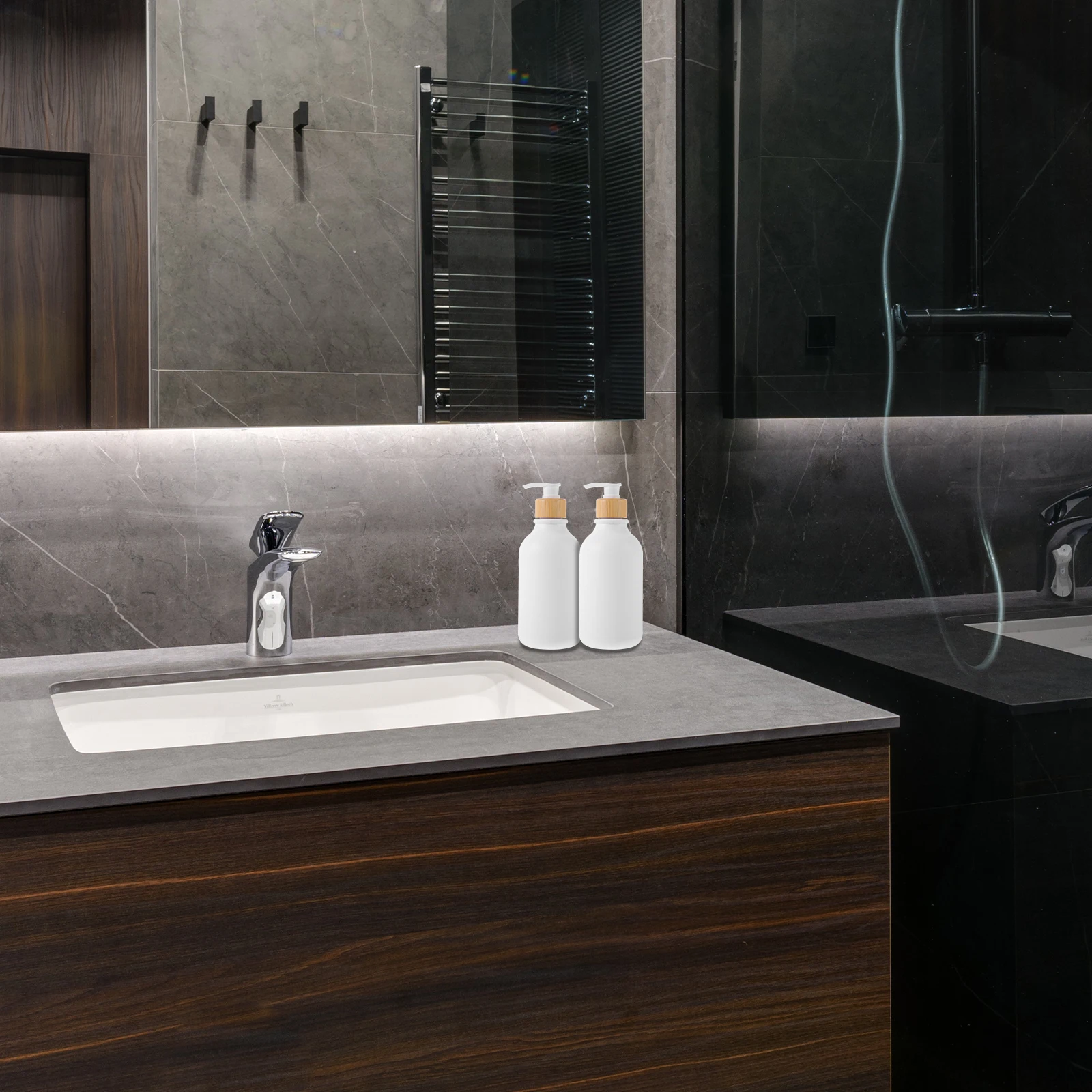 

3Pcs 500ml Refillable Pet Dispensers Simple Stylish Bathroom Organizer Shampoo and Conditioner Dispenser