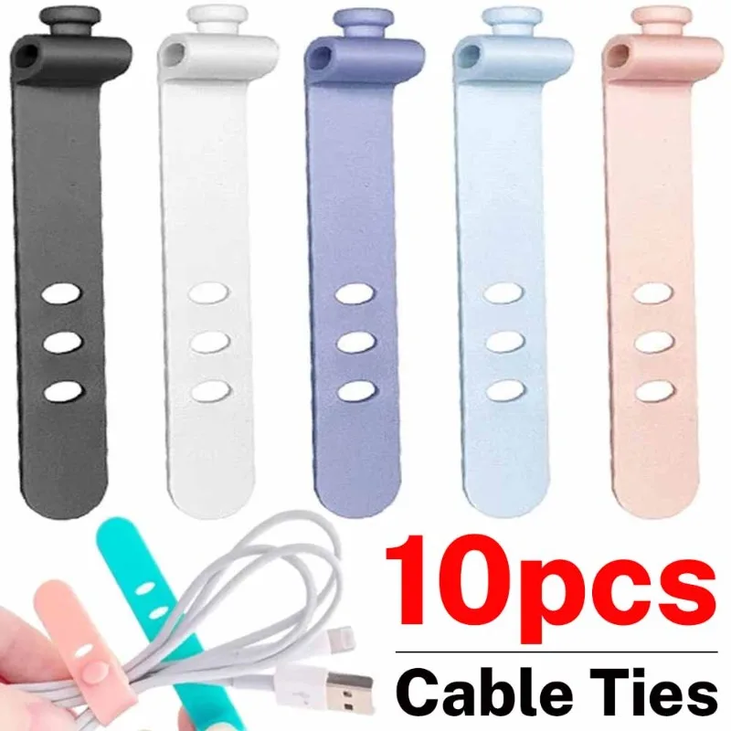 10/5/1Pcs Reusable Fastening Cable Ties Cord Organizer for Earphone Mouse Cable Winder Portable Soft Silicone Wire Organizer