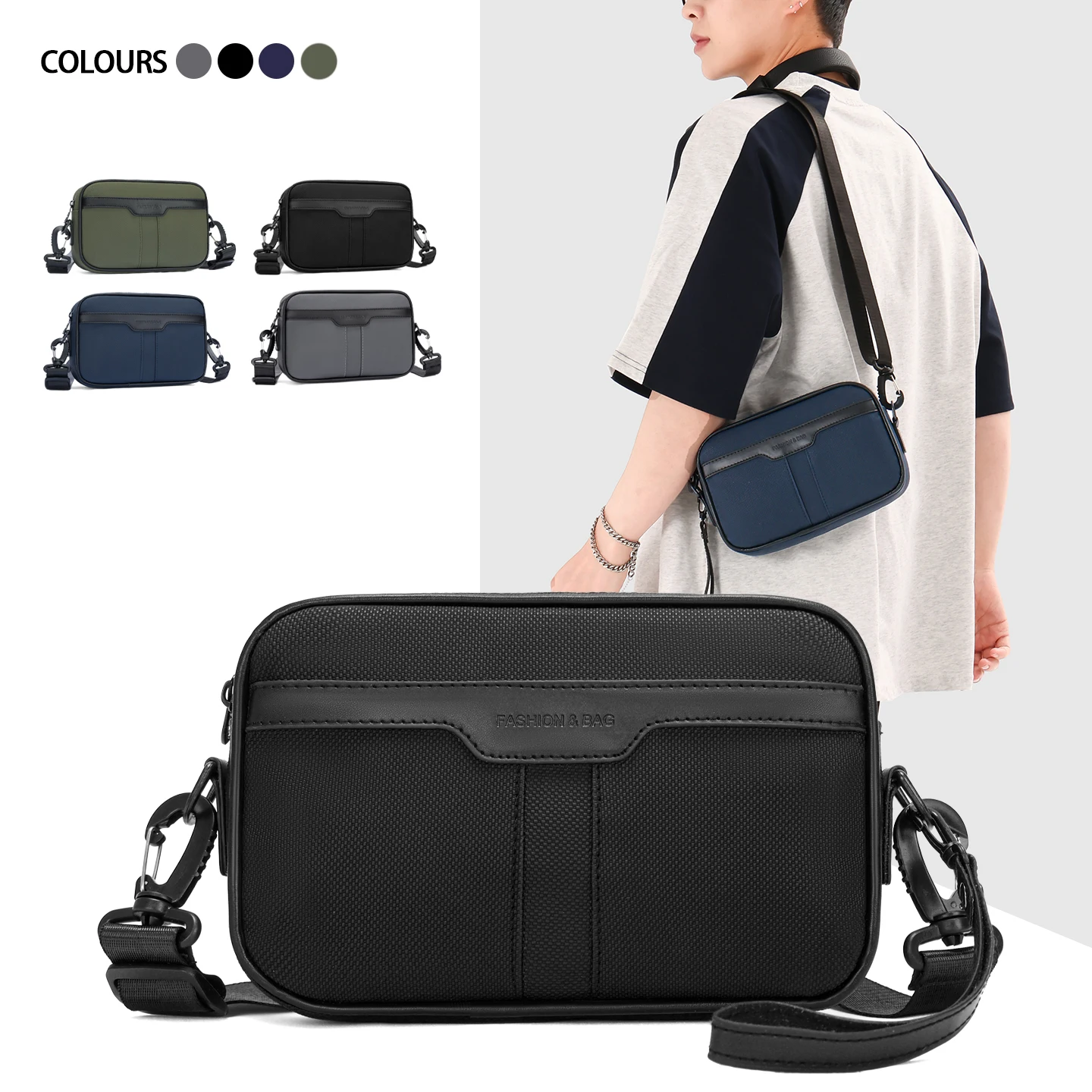 

Adjustable Strap Men's Business Bag – Soft PU Leather Crossbody for Commute Travel & Daily Use