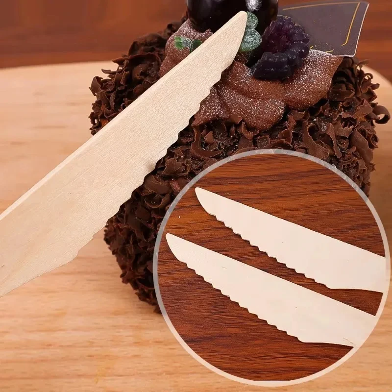 50/100PCS Disposable Wooden Knives for Cake Bread Wedding Birthday Party Ice Cream Tableware Set Eco-Friendly Kitchen Tools