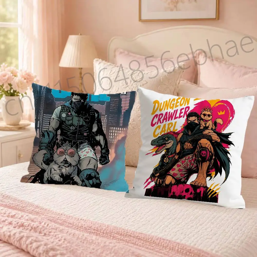 FOR Dungeon Crawler Carl Throw Pillow Cover 2D Double-Sided Print Soft Cushion Case for Home Sofa Bedroom Car