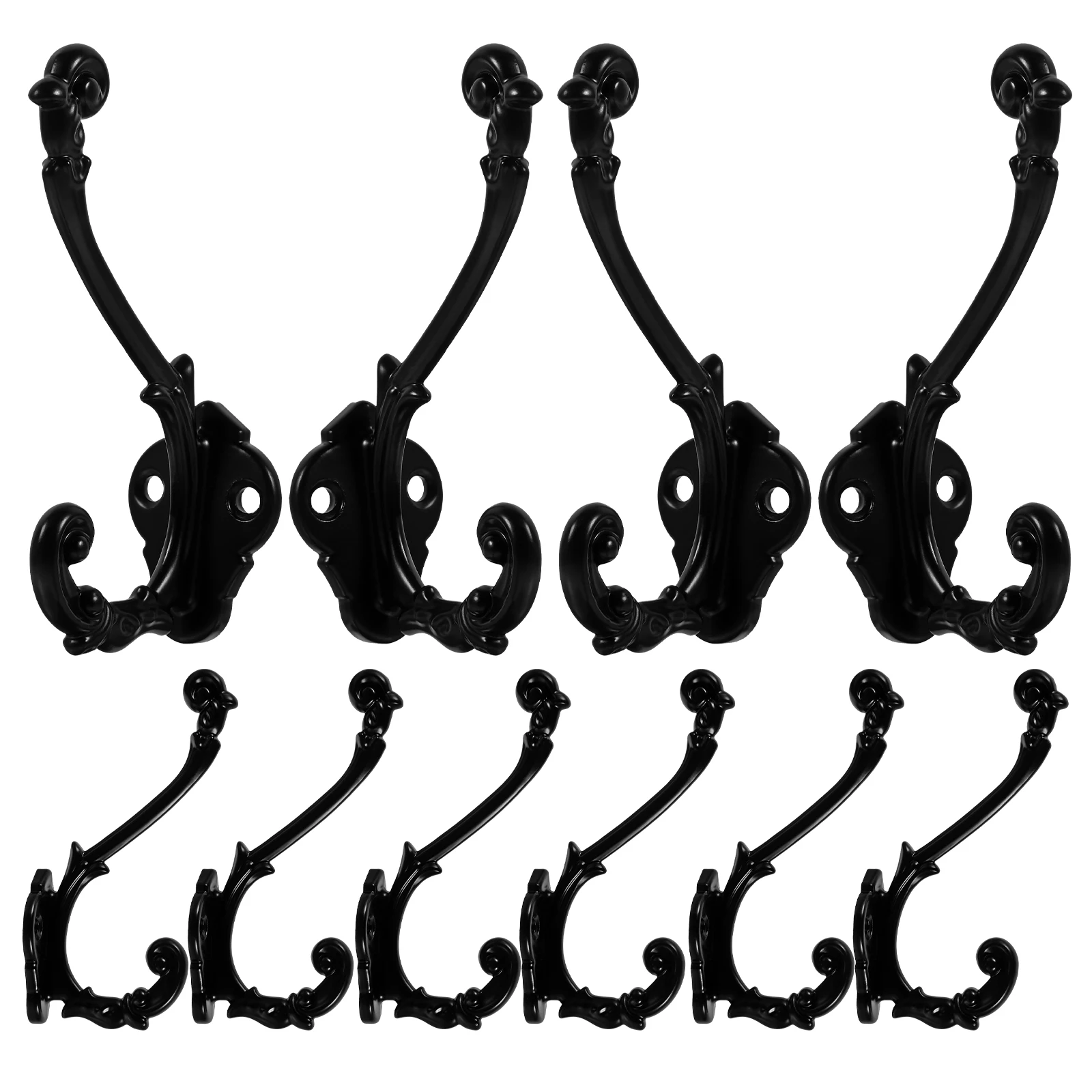 

10pcs Zinc Alloy Wall Hooks Black Coat Hooks for Clothes Towels Bathrooms Decorative Rustic Home Accessories Smooth